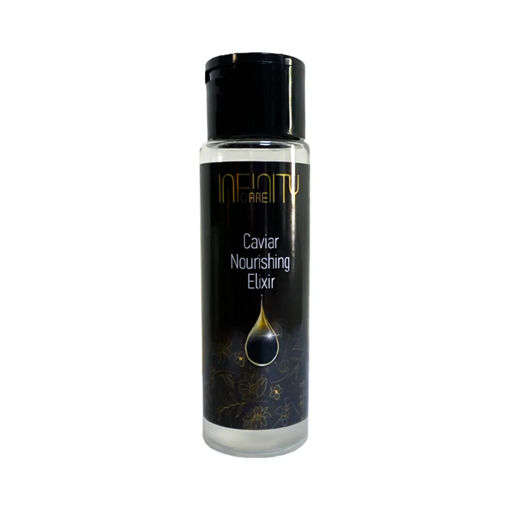 Caviar Nourishing Elixir 50ml από την Infinity Care – Ορός περιποίησης μαλλιών με πρωτεΐνες από χαβιάρι για θρέψη, ενυδάτωση και προστασία από φριζάρισμα και θερμότητα.