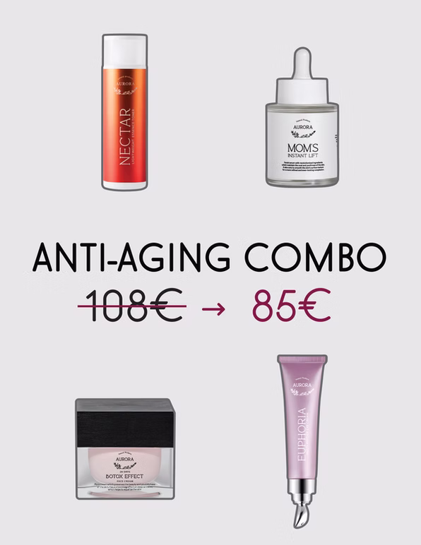 Ανακάλυψε την πολυτέλεια της αντιγήρανσης με το Anti-Aging Combo1. Μια premium συλλογή με serum, κρέμες και τα πολυβραβευμένα προϊόντα Euphoria Eye Cream & Nectar Lightweight Essence Toner, που δουλεύουν αρμονικά για πιο σφριγηλή, φωτεινή και αναζωογονημένη επιδερμίδα.