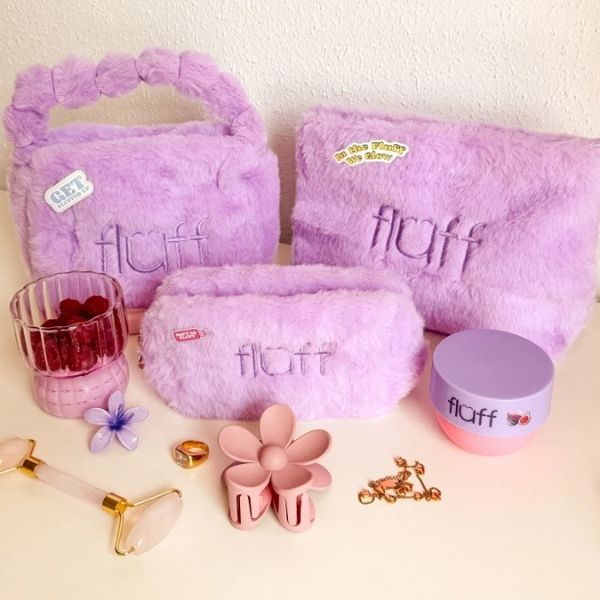 Fluff Fluffy Cosmetic Bag Medium Purple - Image 4