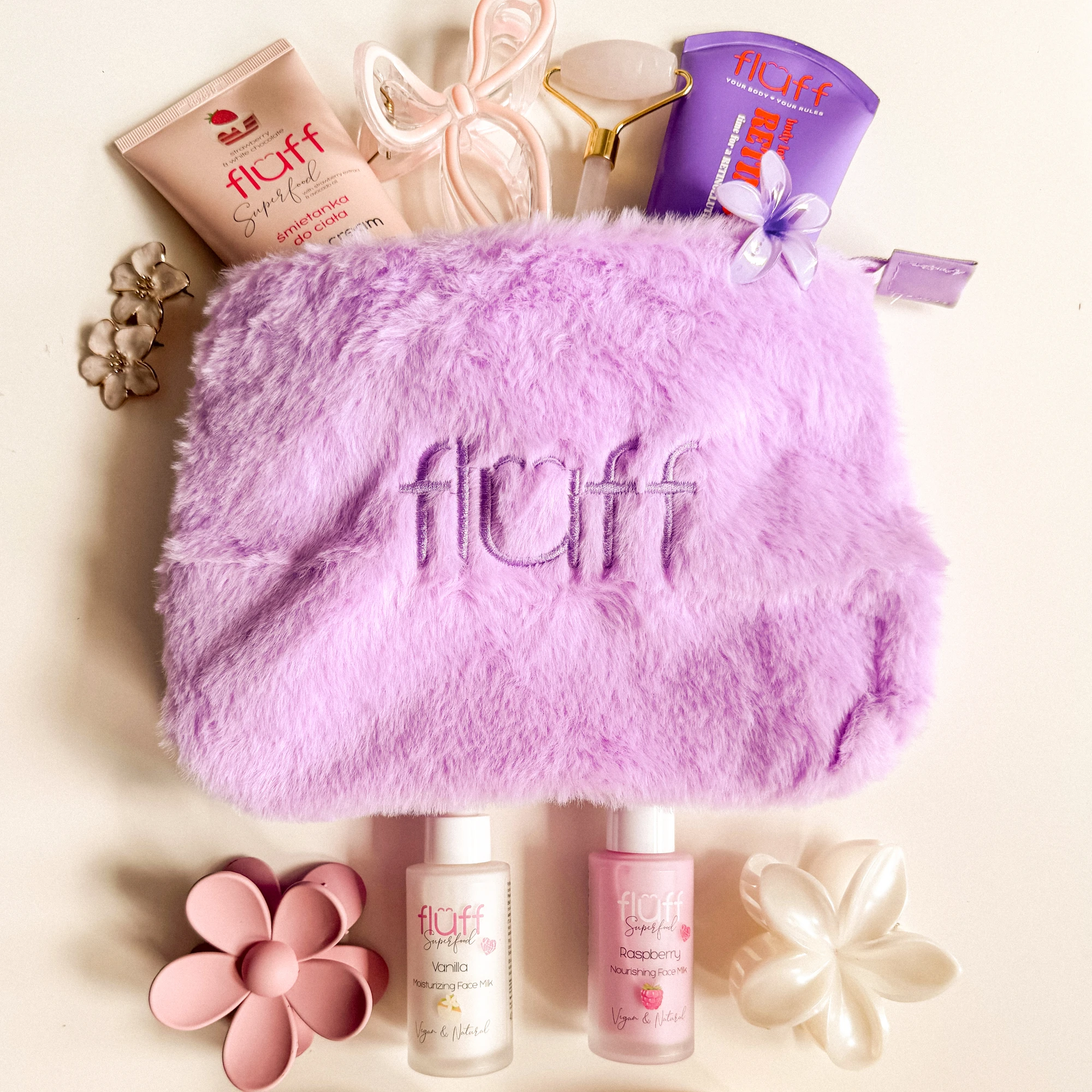 Fluff Fluffy Cosmetic Bag Medium Purple - Image 3