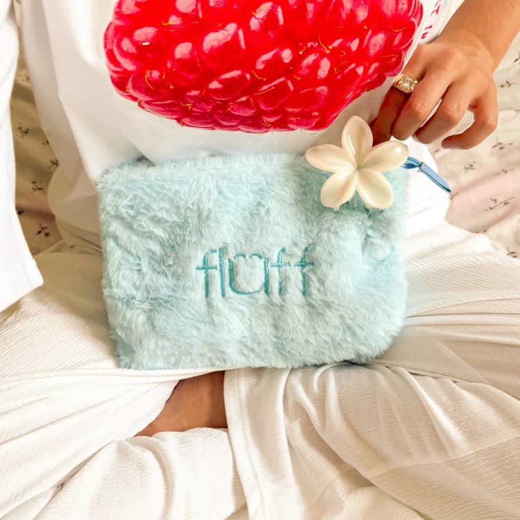 Fluff Fluffy Cosmetic Bag Medium Blue - Image 4