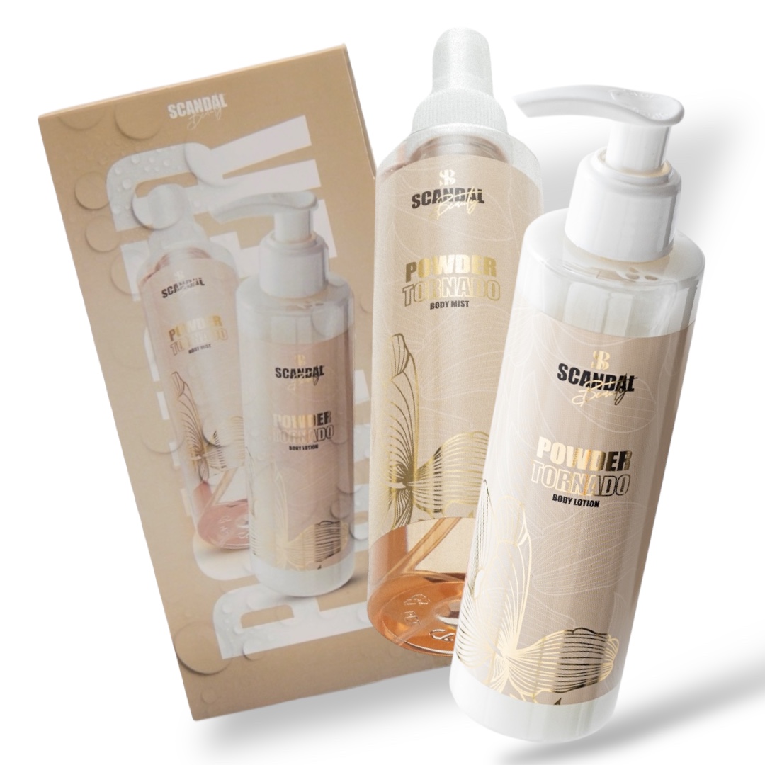 SCANDAL BEAUTY Σετ Περιποίησης Σώματος ” Powder Tornado” με Άρωμα Πούδρας – Λοσιόν & Σπρέι (2x200ml)