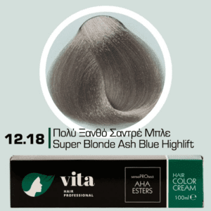 Vita Hair Professional βαφή μαλλιών 12.18 Πολύ Ξανθό Σαντρέ Μπλε 100ml