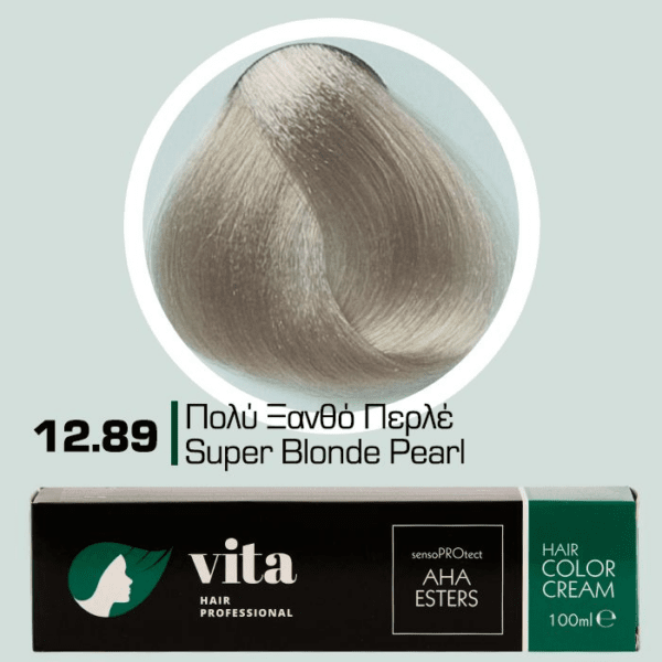Vita Hair Professional βαφή μαλλιών 12.89 Υπερξανθιστικό Περλέ 100ml
