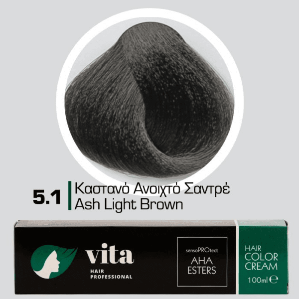 Vita Hair Professional βαφή μαλλιών 5.1 Καστανό Ανοιχτό Σαντρέ 100ml