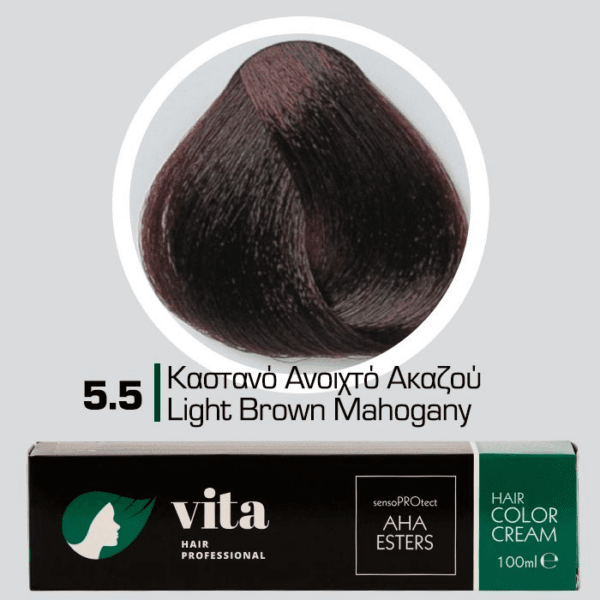 Vita Hair Professional βαφή μαλλιών 5.5 Καστανό Ανοιχτό Ακαζού 100ml