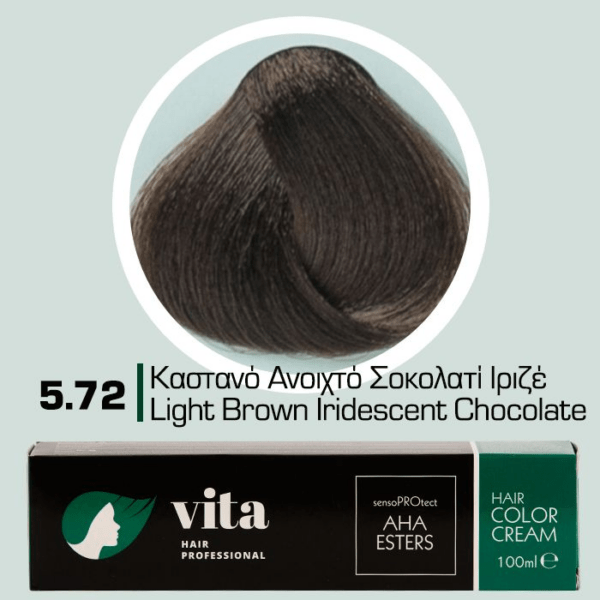 Vita Hair Professional βαφή μαλλιών 5.72 Καστανό Ανοικτό Σοκολατί Ιριζέ 100ml