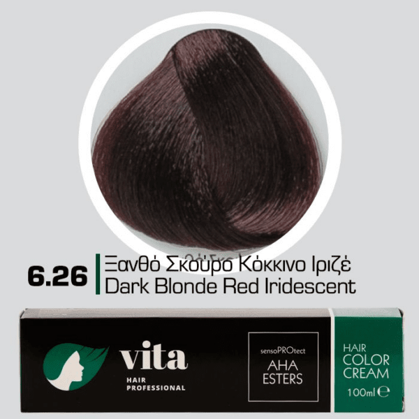 Vita Hair Professional βαφή μαλλιών 6.26 Ξανθό Σκούρο Κόκκινο Ιριζέ 100ml