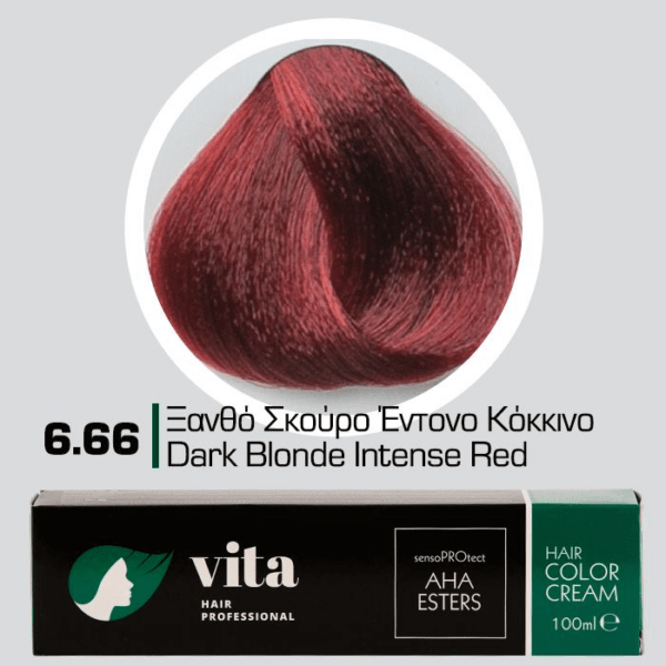 Vita Hair Professional βαφή μαλλιών 6.66 Ξανθό Σκούρο Έντονο Κόκκινο 100ml