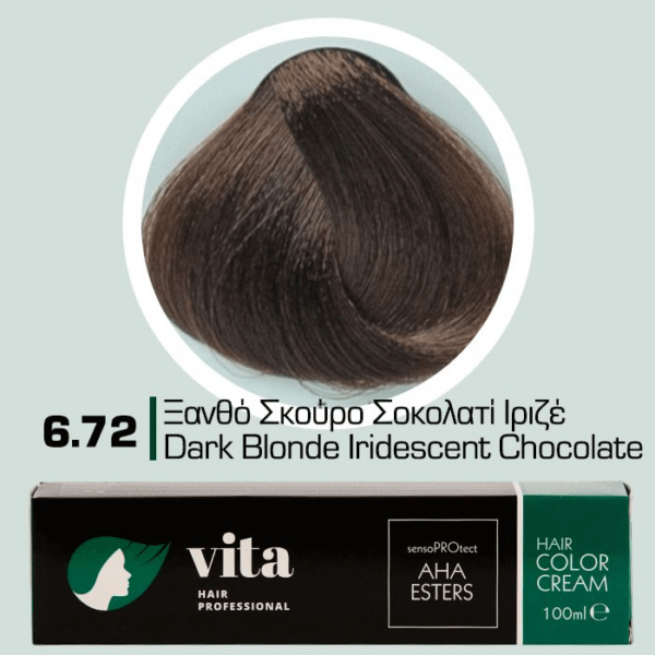 Vita Hair Professional βαφή μαλλιών 6.72 Ξανθό Σκούρο Σοκολατί Ιριζέ 100ml