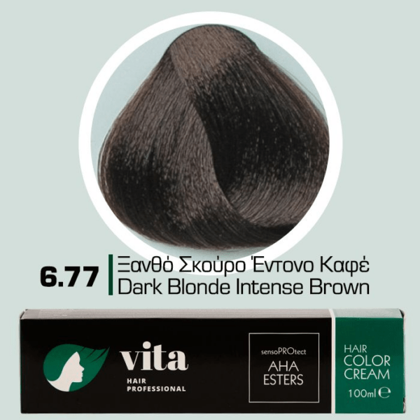 Vita Hair Professional βαφή μαλλιών 6.77 Ξανθό Σκούρο Έντονο Καφέ 100ml