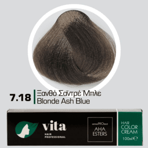 Vita Hair Professional βαφή μαλλιών 7.18 Ξανθό Σαντρέ Μπλε 100ml