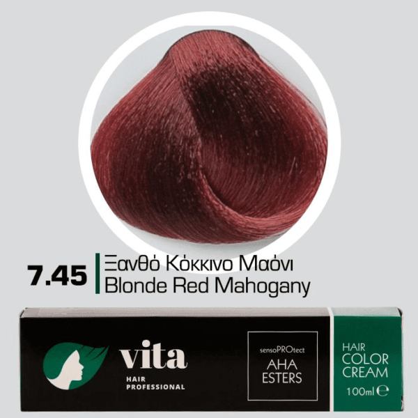 Vita Hair Professional βαφή μαλλιών 7.45 Ξανθό Κόκκινο Μαόνι 100ml
