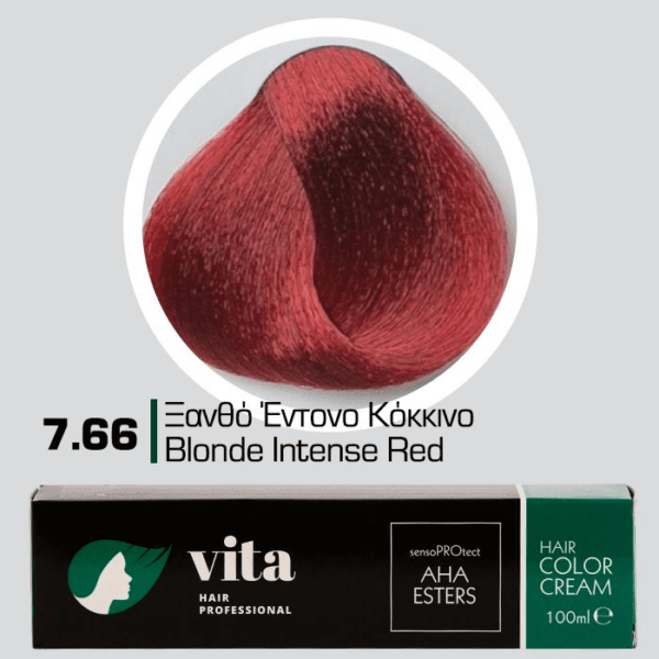 Vita Hair Professional βαφή μαλλιών 7.66 Ξανθό Έντονο Κόκκινο 100ml