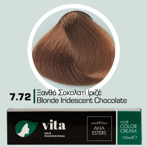 Vita Hair Professional βαφή μαλλιών 7.72 Ξανθό Σοκολατί Ιριζέ 100ml