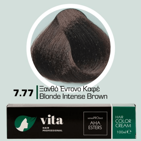 Vita Hair Professional βαφή μαλλιών 7.77 Ξανθό Έντονο Καφέ 100ml