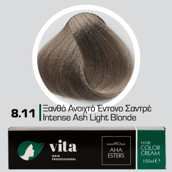 Vita Hair Professional βαφή μαλλιών 8.11 Ξανθό Ανοιχτό Έντονο Σαντρέ 100ml