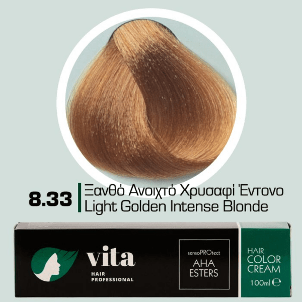 Vita Hair Professional βαφή μαλλιών 8.33 Ξανθό Ανοιχτό Χρυσαφί Έντονο 100ml