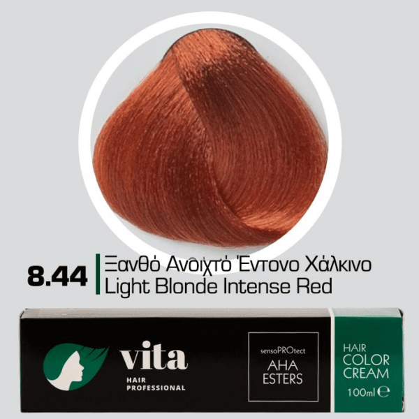 Vita Hair Professional βαφή μαλλιών 8.44 Ξανθό Ανοικτό Έντονο Χάλκινο 100ml