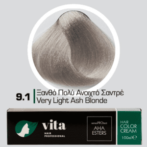 Vita Hair Professional βαφή μαλλιών 9.1 Ξανθό Πολύ Ανοιχτό Σαντρέ 100ml