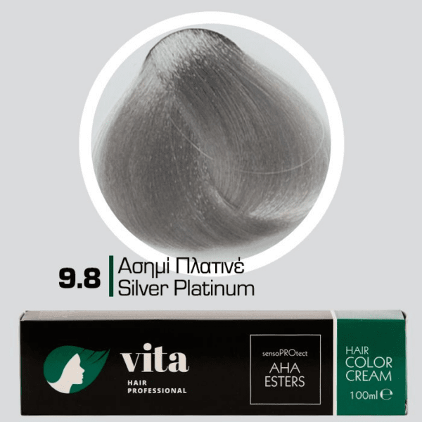 Vita Hair Professional βαφή μαλλιών 9.8 Βαφή Ασημί - Πλατινέ 100ml