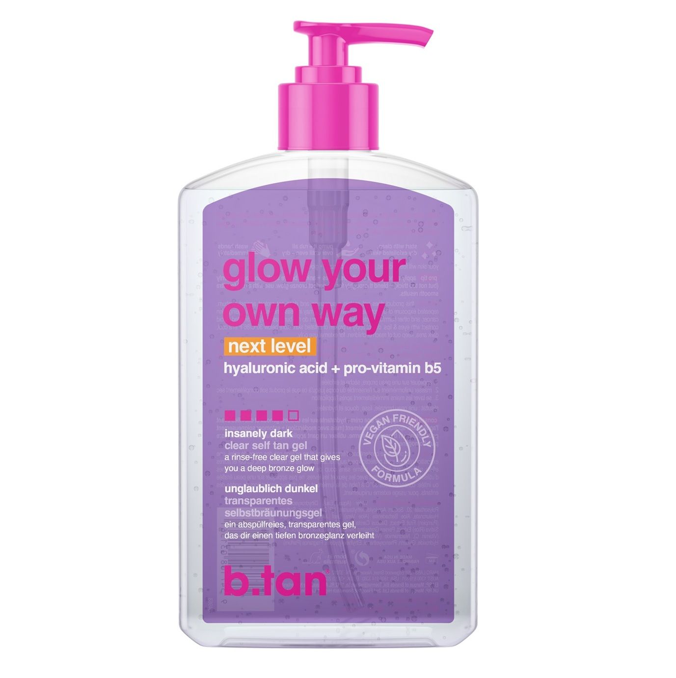B.TAN Glow your own way next level 437ml, Διαφανές Self tan gel έντονου μαυρίσματος